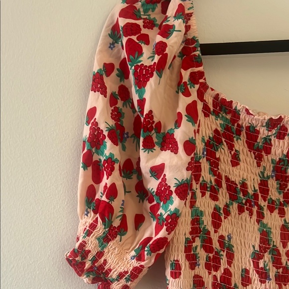 Betsey Johnson Red and White Smocked Maxi Sundress strawberry Pinter - Picture 6 of 12